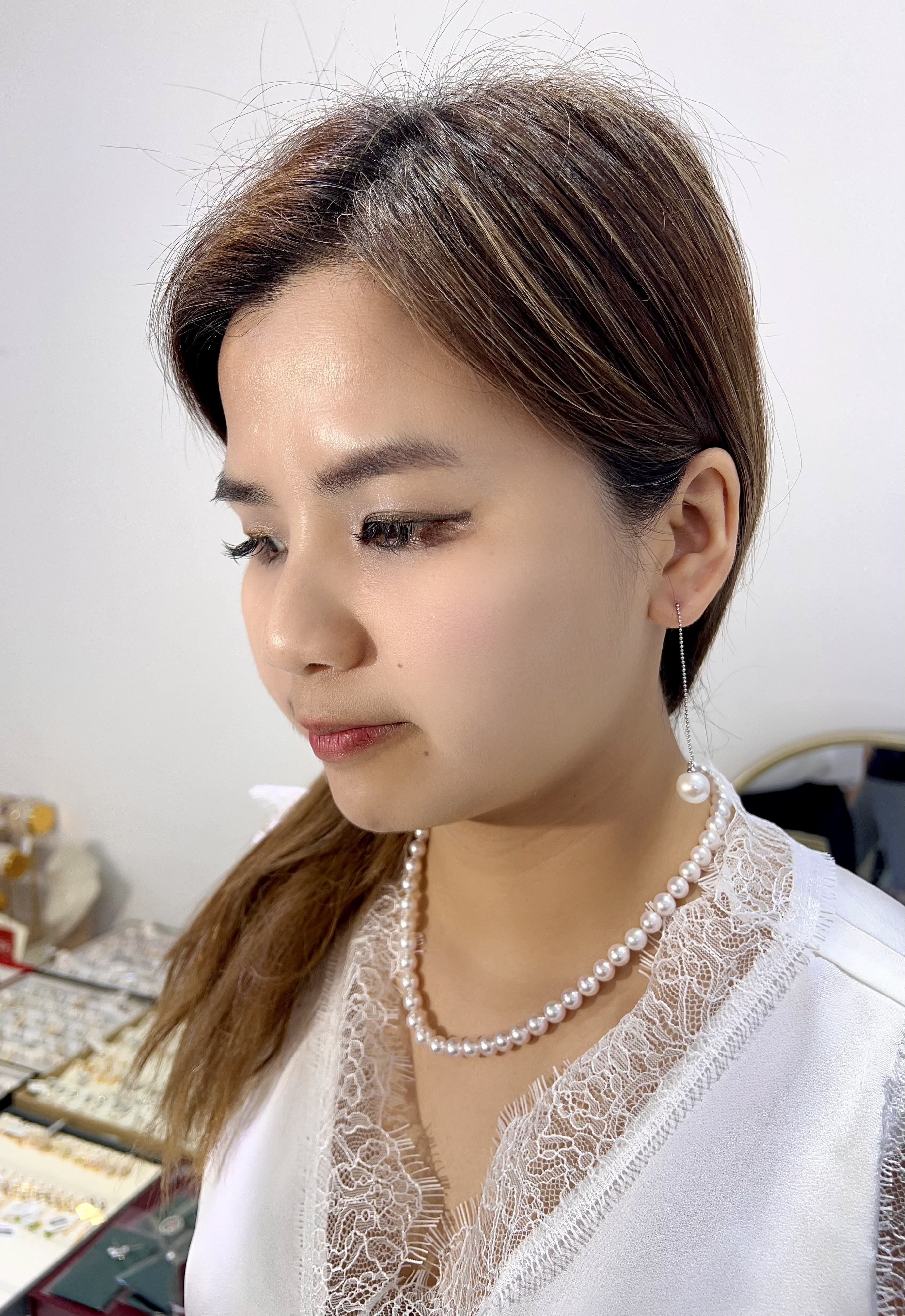 F46 "海水akoya珍珠串鏈 7-7.5mm" (63YS5400A0560) 白色S925銀 $11988  (Akoya 人氣NO:1🏆)有證書