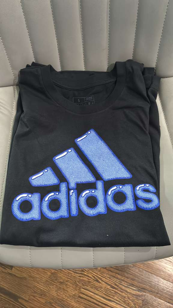 XA015 adidas 藍色logo tee 黑色 男女同款