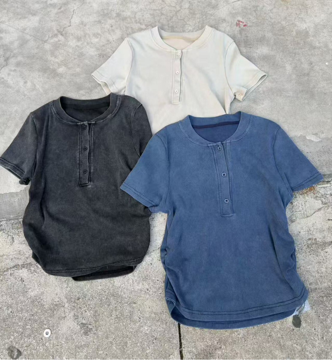 060281 側抓皺水洗短T - 2 colors