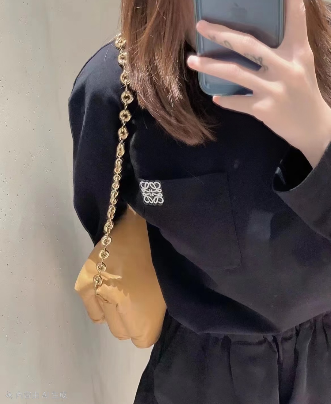 LOEWE 長袖Logo 口袋Tee