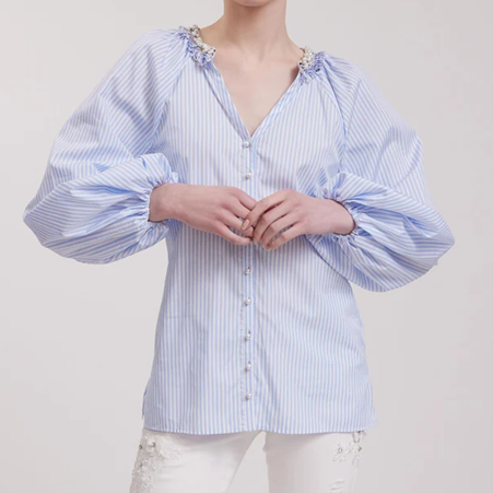 1AF0323-256 [ANNE FONTAINE] Aix Shirt Sky Blue #P23F095515 (EU)