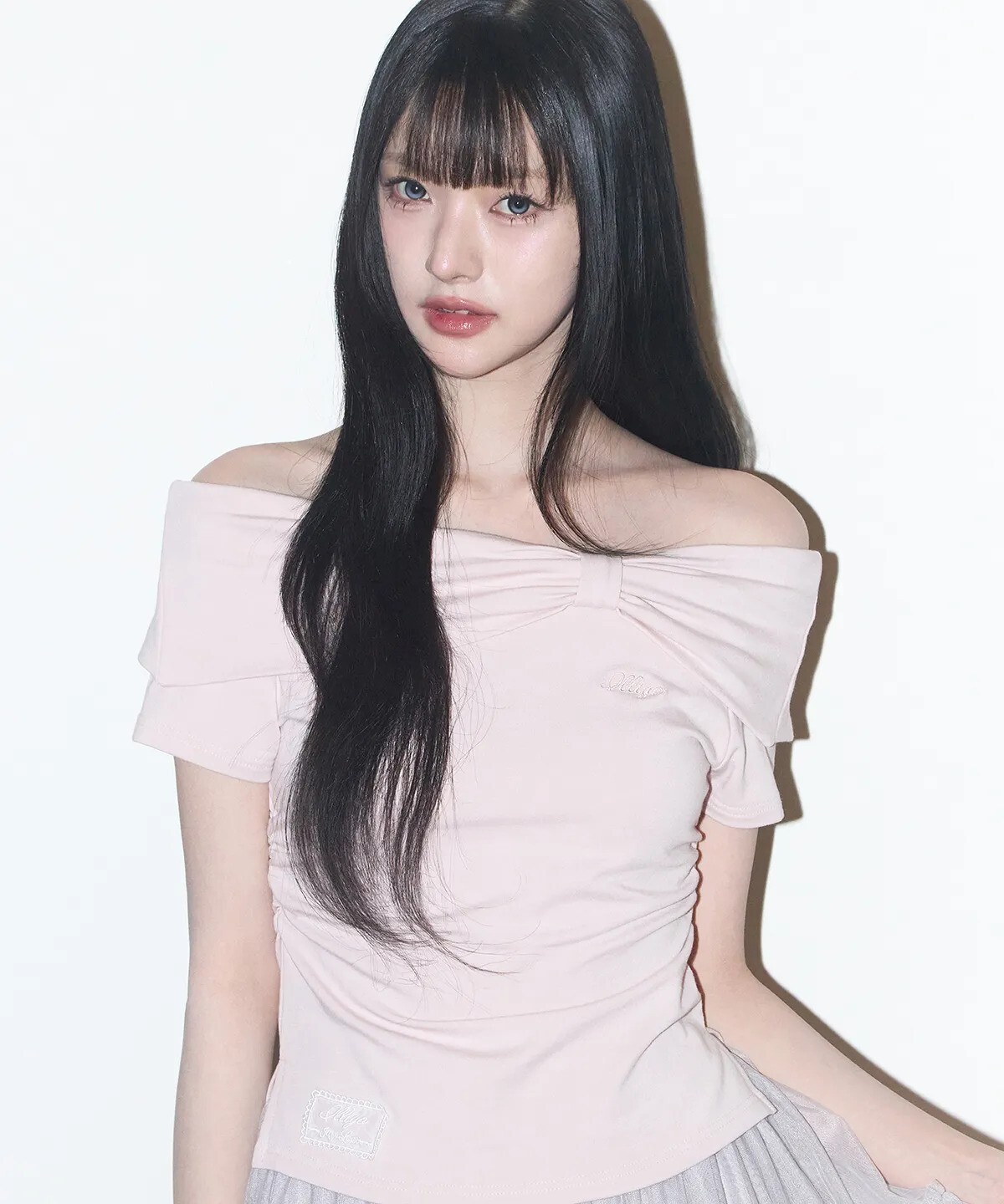 illigo - bow off shoulder tee (pink)