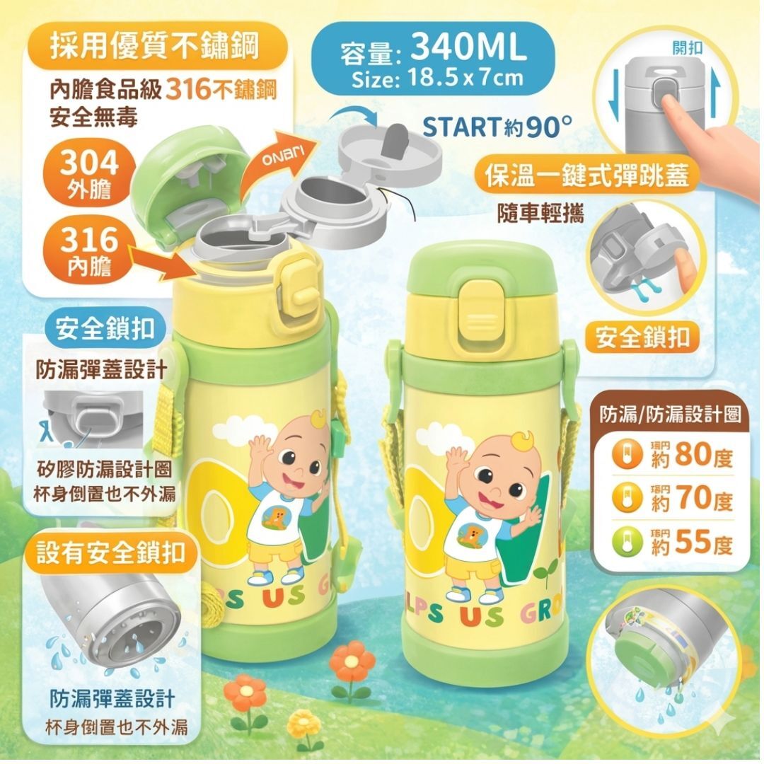 Cocomelon | child Vacuum Flask w/straw (340ml)