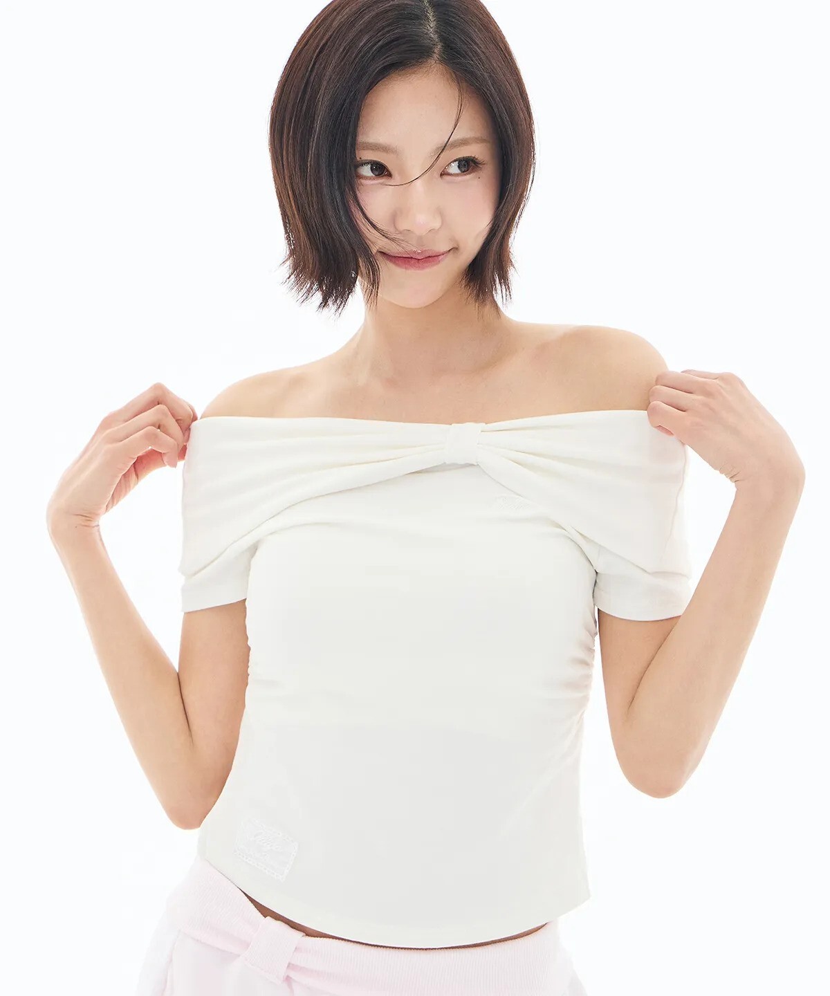 illigo - bow off shoulder tee (white)
