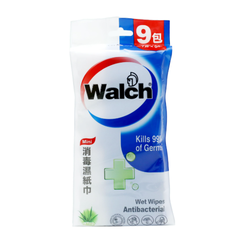 WALCH 威露士迷你消毒濕紙巾 – 蘆薈 7片x 9