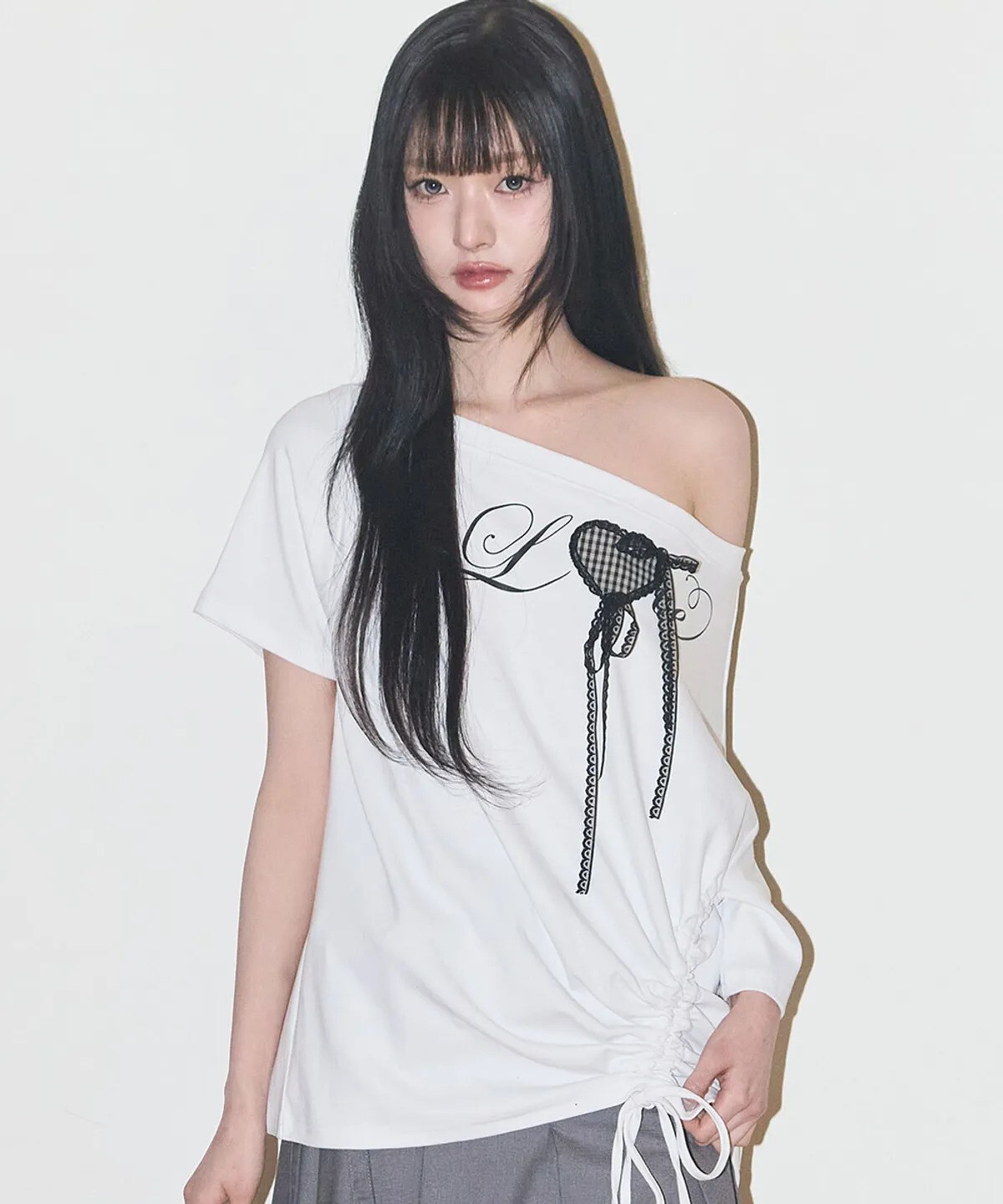illigo - love one shoulder overfit tshirt (white)