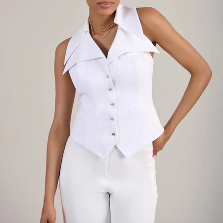 1AF0323-263 [ANNE FONTAINE] Sofia Waistcoat White #P25F29001 (EU)