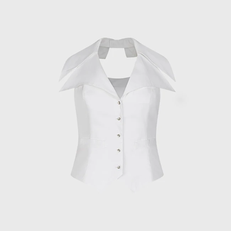 1AF0323-263 [ANNE FONTAINE] Sofia Waistcoat White #P25F29001 (EU)