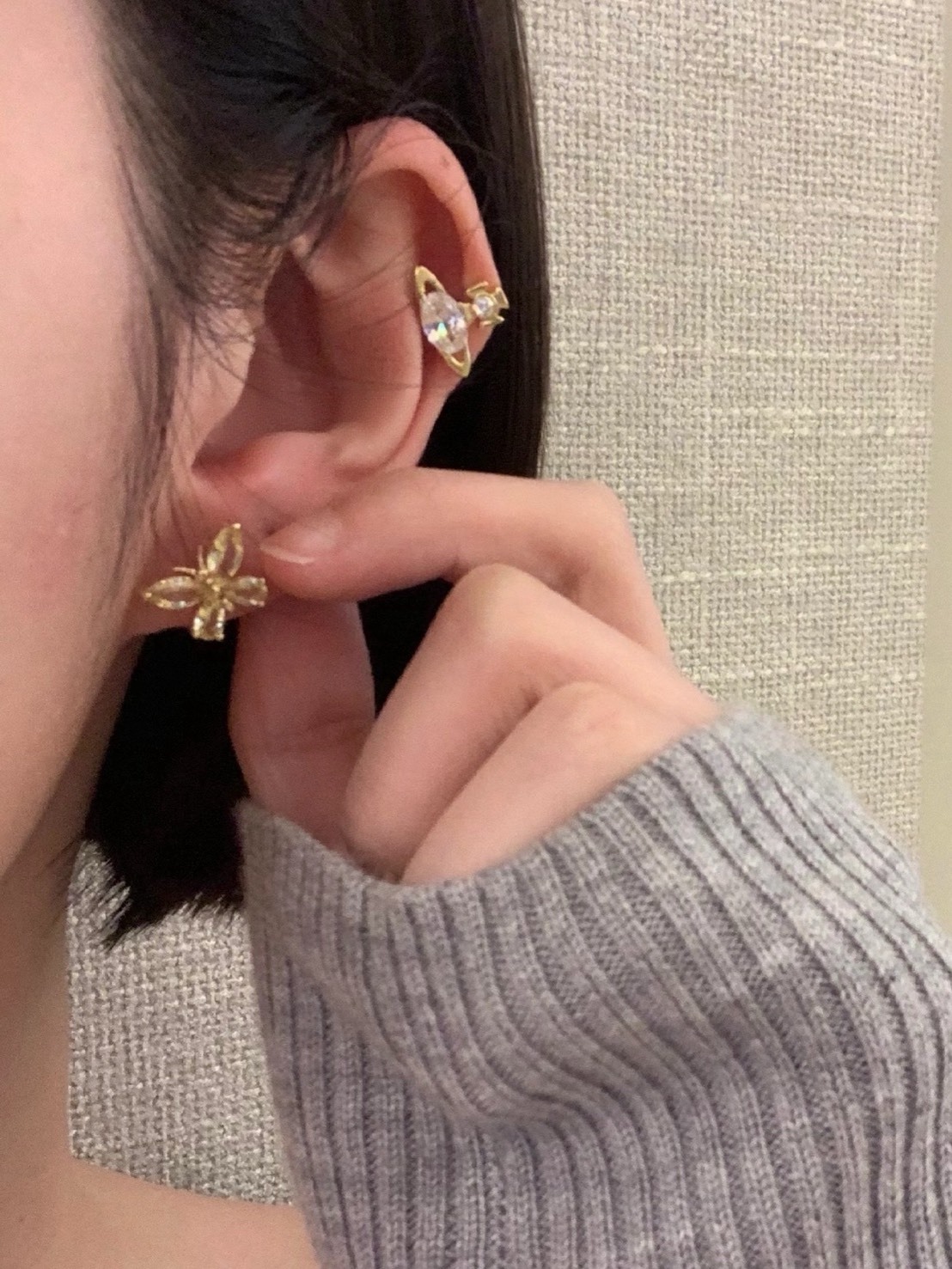 VIVIENNE WESTWOOD 西太后 蝴蝶 土星鑽 耳環