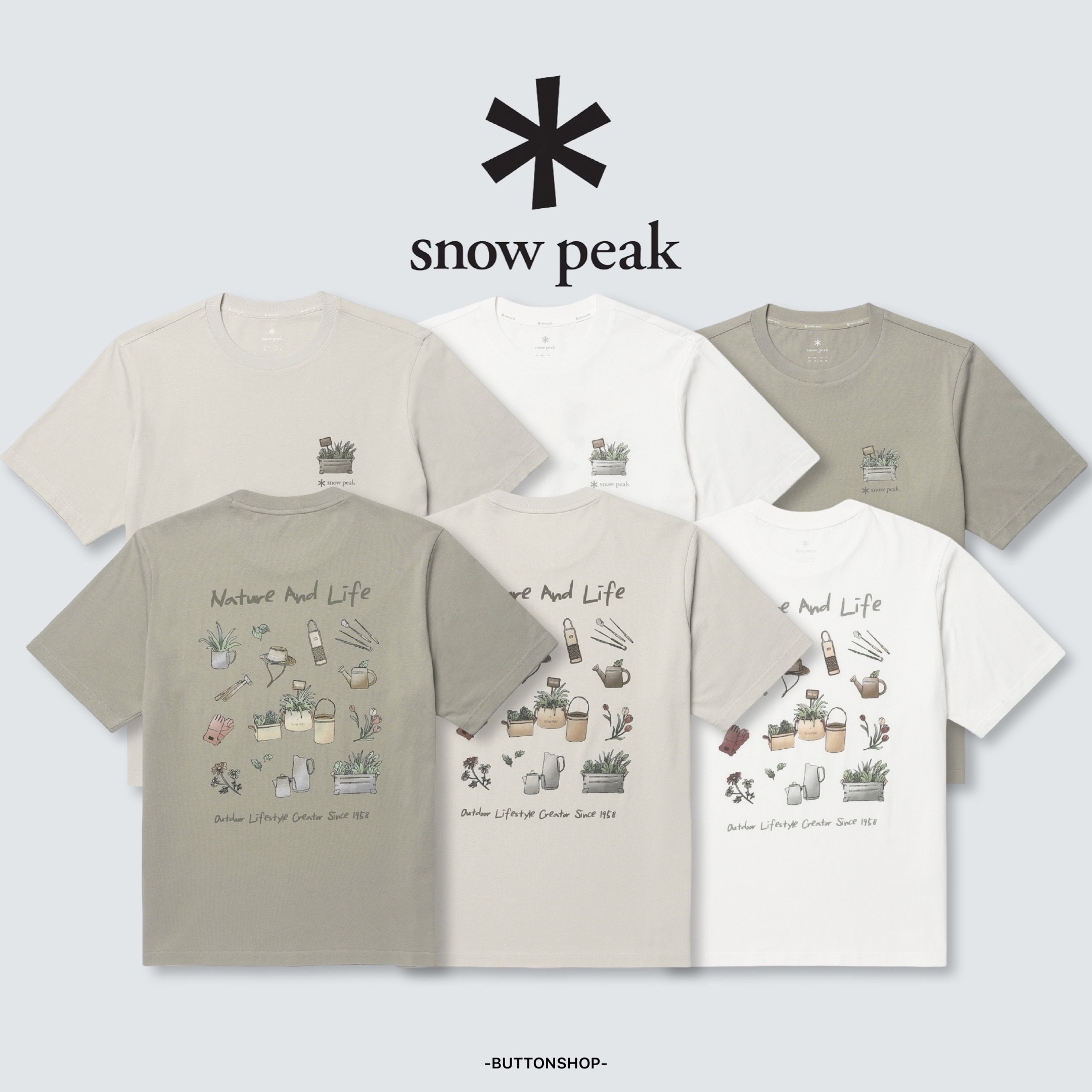 【春季新品限時折扣🔥 3/29 晚上12:00結束】Snow Peak Cotton Nature Graphic Short Sleeve T-shirt 花藝道具 短tee S26MUFTS64