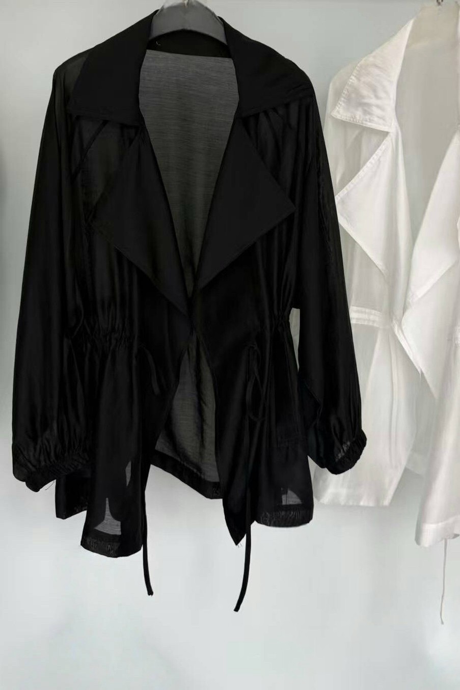 050777 小眾設計款! 透感大領西外 - 黑色