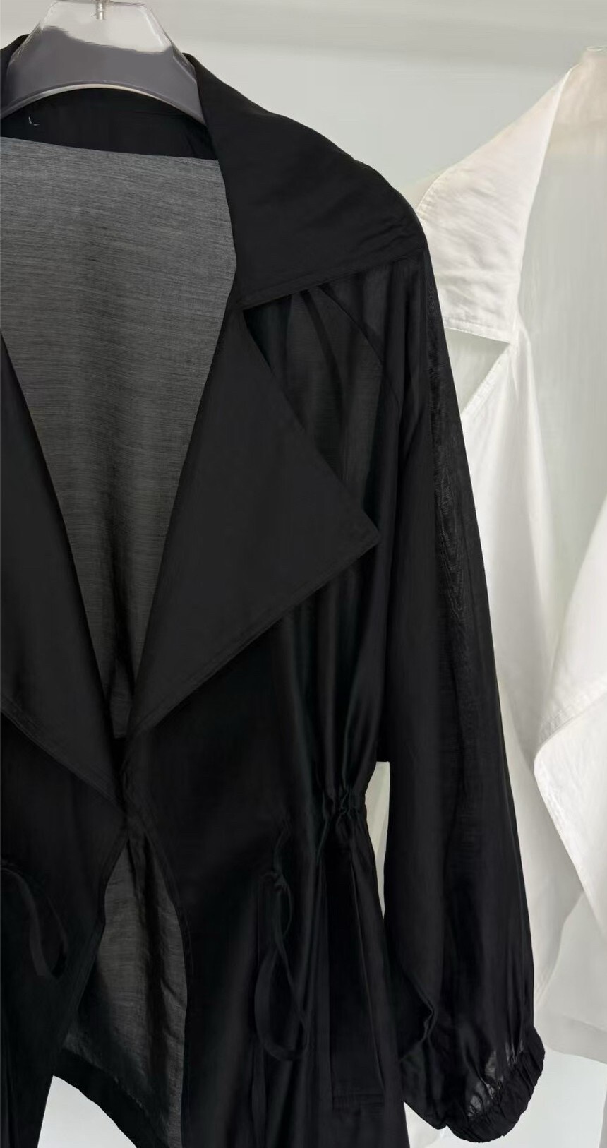 050777 小眾設計款! 透感大領西外 - 黑色