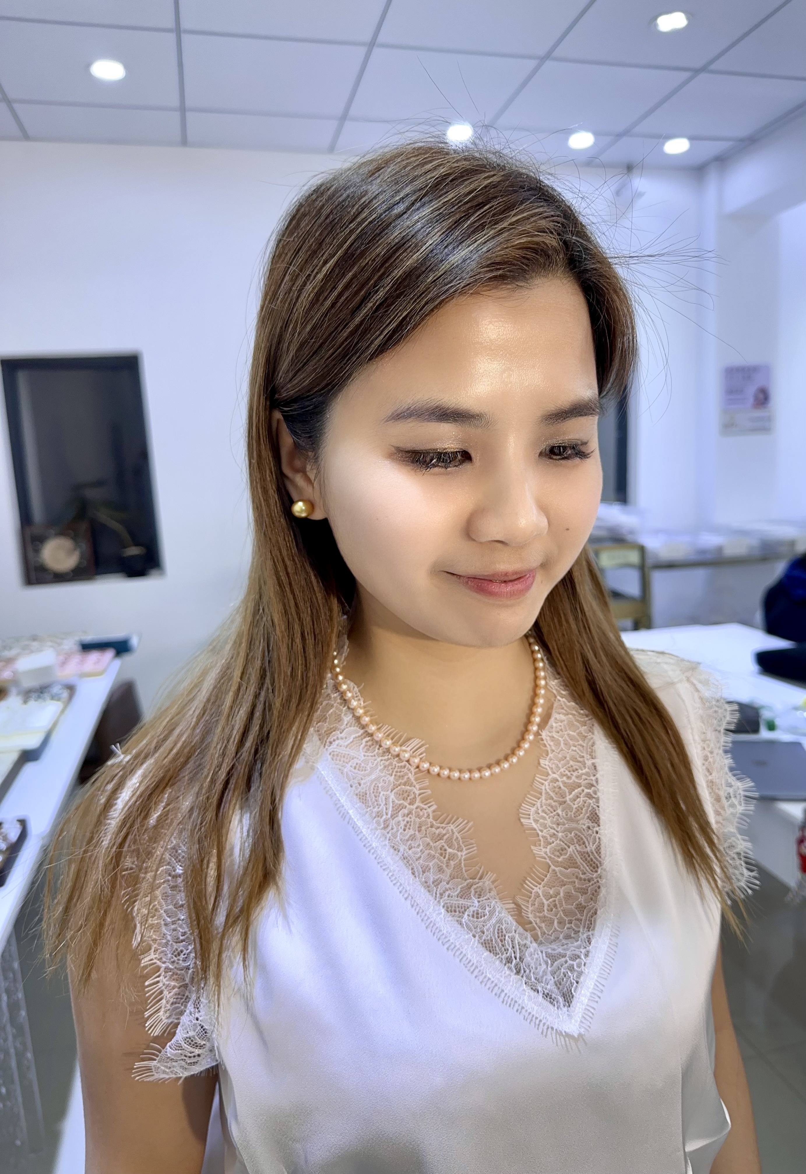 F48 " 高質珍珠串鏈 5.5-6mm" (62YS240A0047) 白色 S925銀 $688