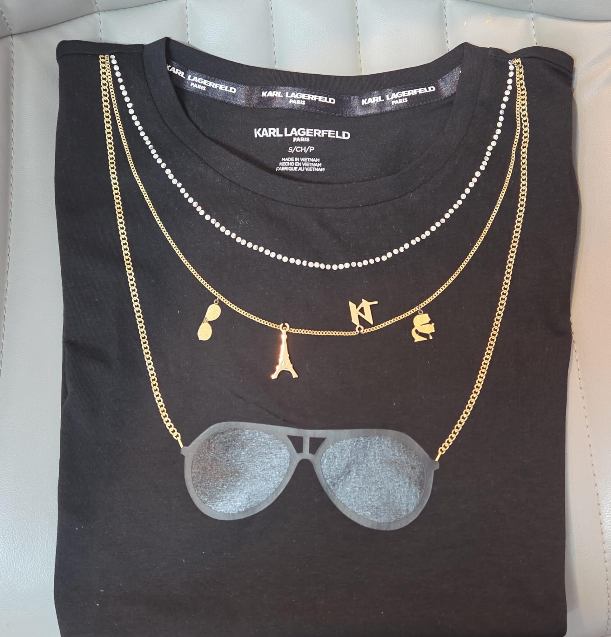 XA018 Karl largerfield 太陽眼鏡圖案 tee 黑色