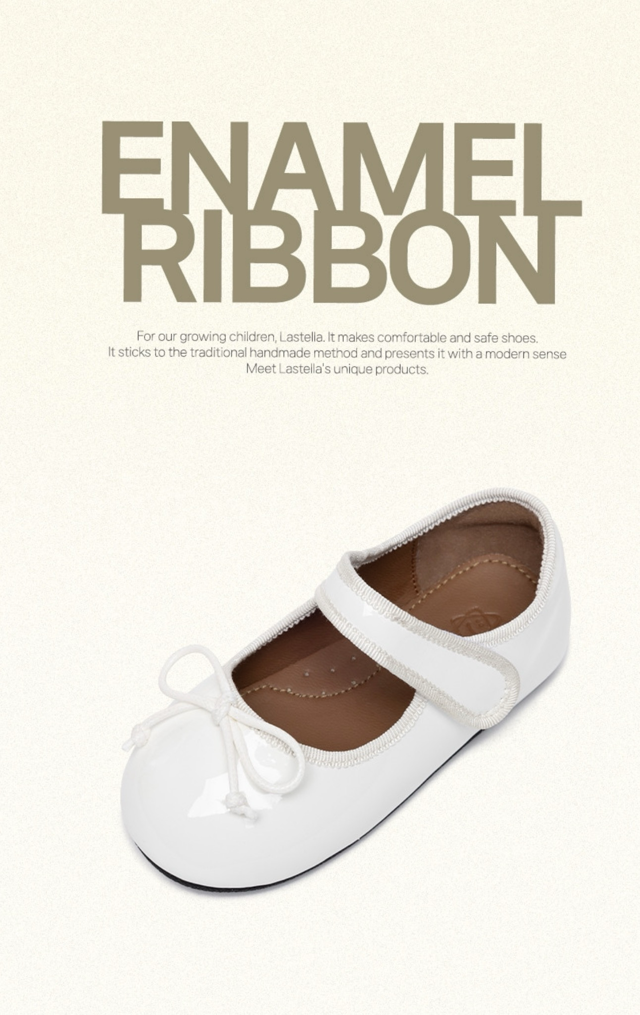 La Stella Enamel Ribbon Mary Jane Flat Shoes