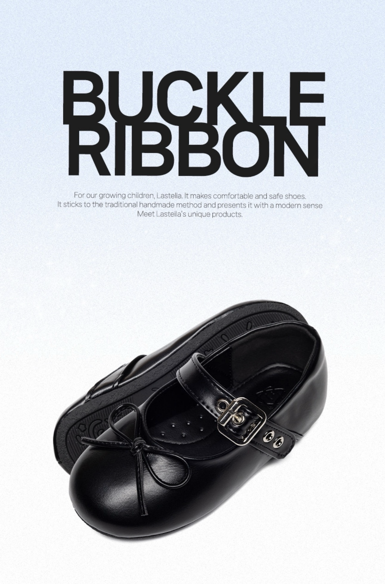 La Stella Buckle Ribbon Mary Jane Flat Shoes