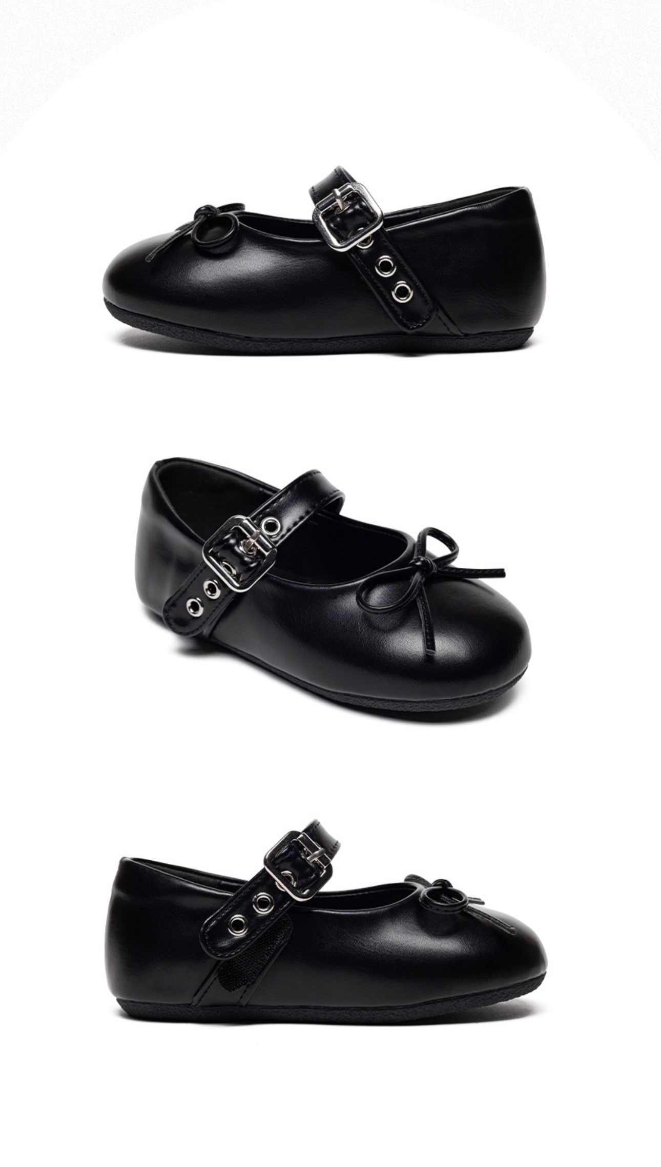 La Stella Buckle Ribbon Mary Jane Flat Shoes