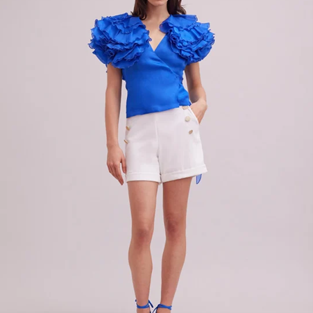 1AF0323-287 [ANNE FONTAINE] Luz Blouse Blue #P22F163537 (EU)