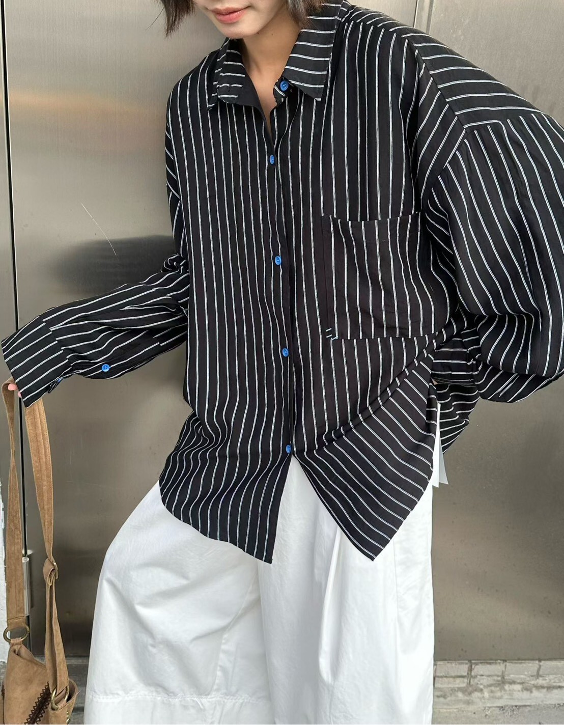 060291 寬鬆條紋襯衫 - 4 colors