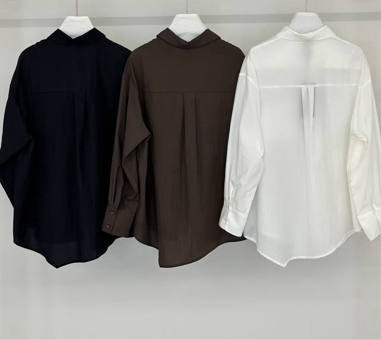 050729 小眾設計款! 不對稱翻領襯衫 - 棕色