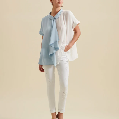 1AF0323-190 [ANNE FONTAINE] Veona Blouse Blue #P20F225524 (EU)