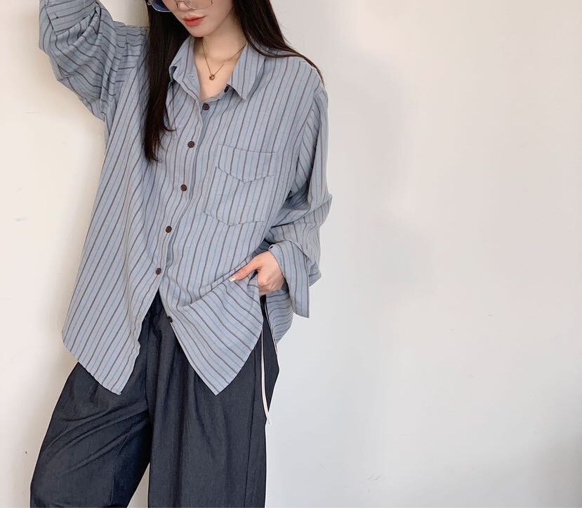060392 寬鬆條紋襯衫 - 2 colors