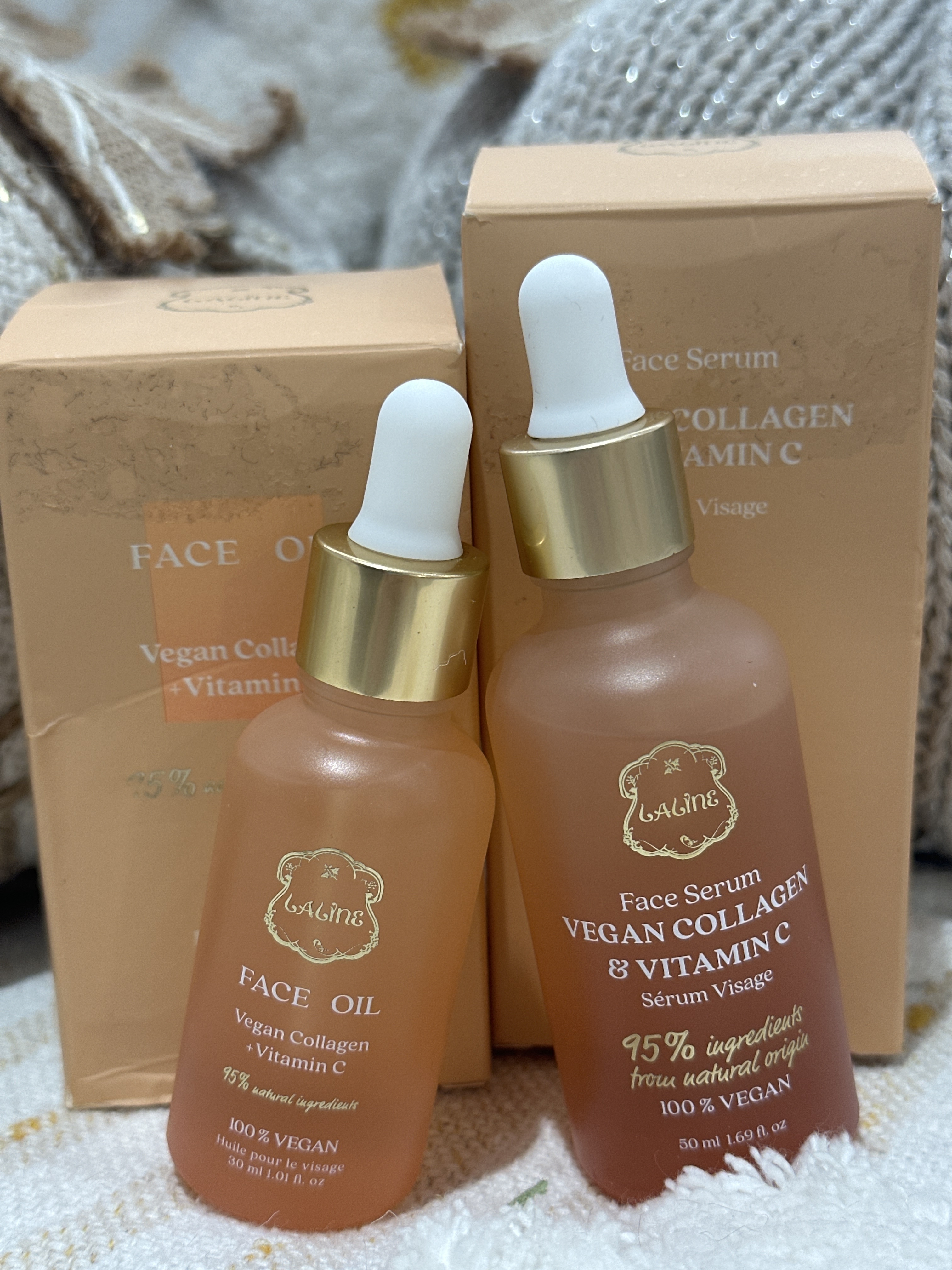 RR49 Laline 膠原蛋白+維他命C  面部精華油 30ml                                                                  Vegan Collagen & Vitamin C Face Oil 30ml                                                                     +                                                                     Laline 膠原蛋白 + 維他命C 臉部精華液 50ml  Vegan Collagen & Vitamin C Facial Serum  50ml