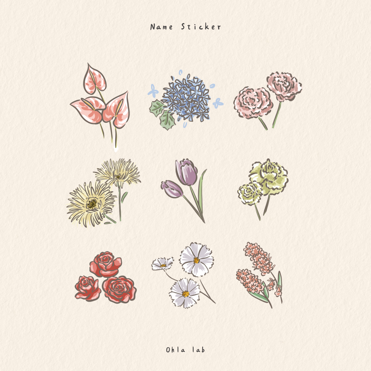 防水姓名貼-花卉