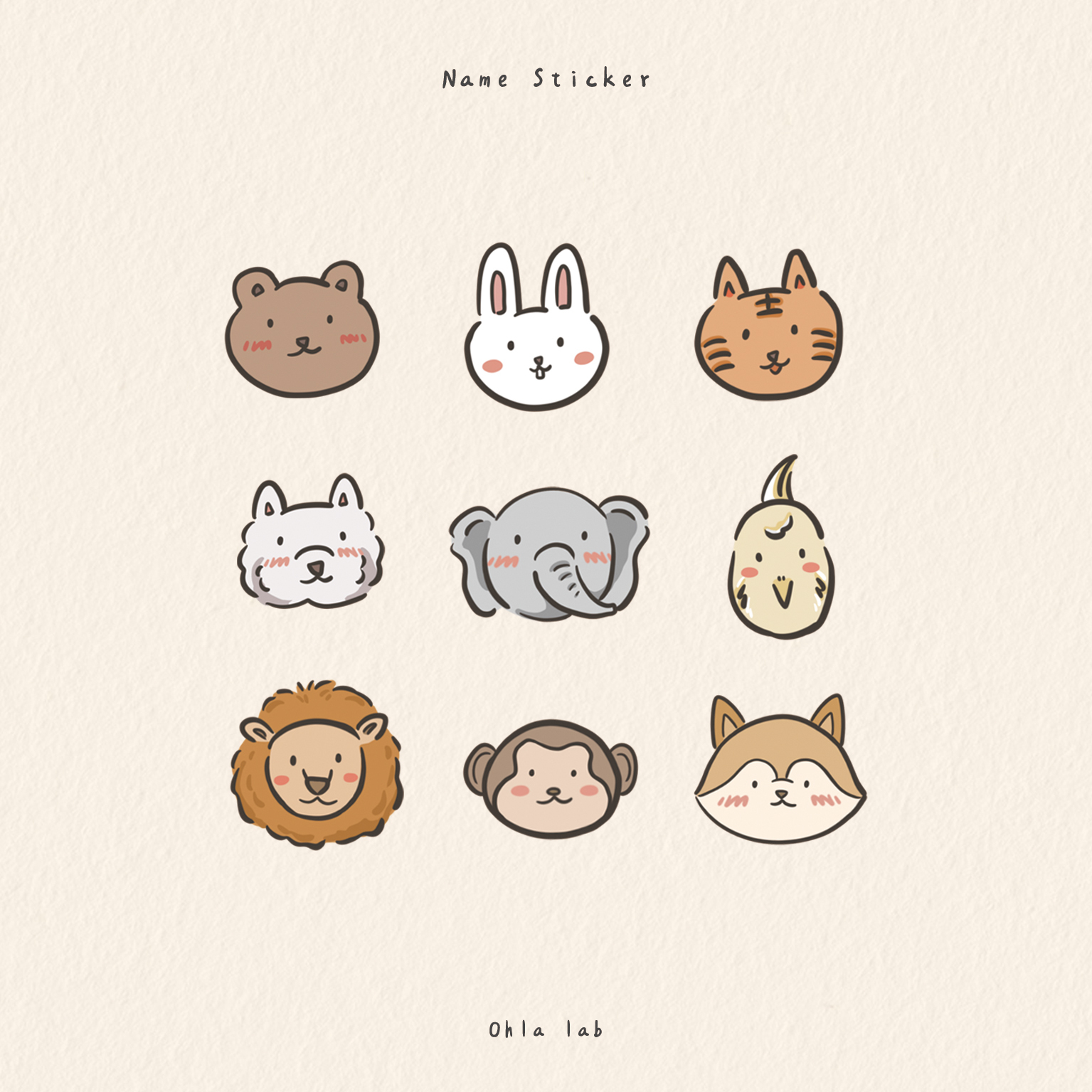 防水姓名貼-可愛動物