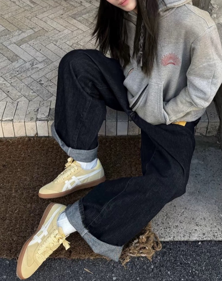 Onitsuka Tiger 鬼塚虎 格紋鞋帶 奶油檸檬