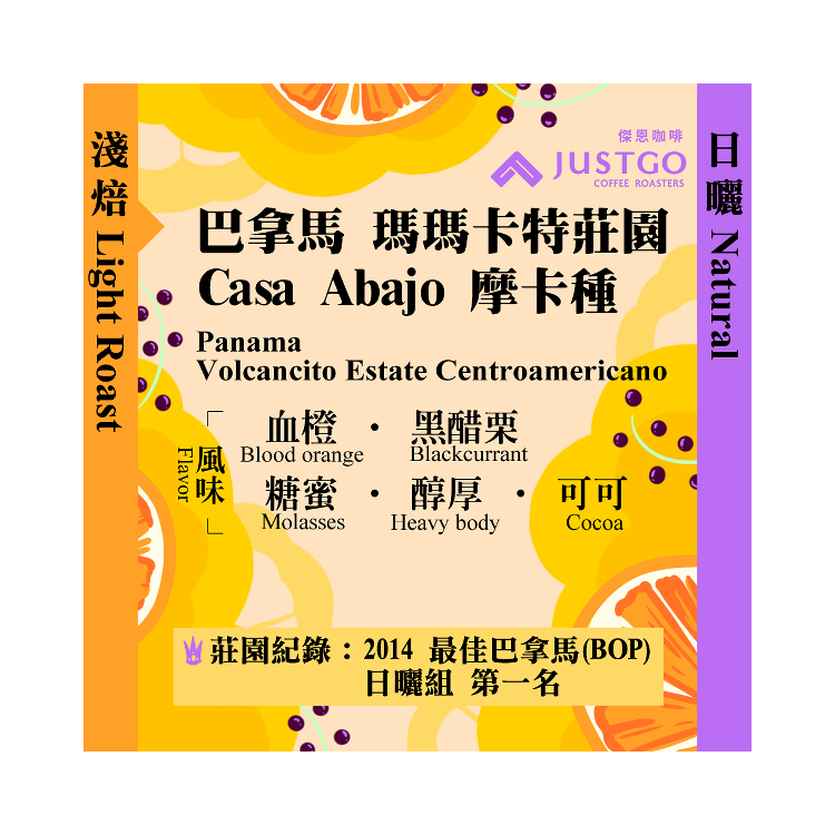 [淺焙] 巴拿馬 瑪瑪卡特莊園Casa Abajo 摩卡種 [日曬]
