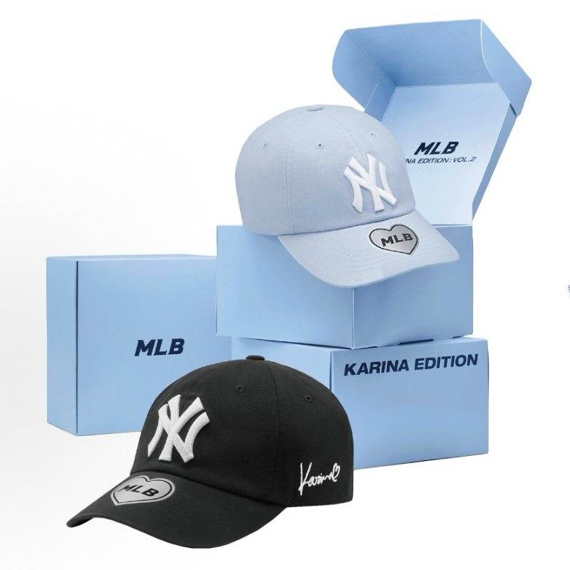 MLB x Karina NY 紐約洋基隊 棒球帽 後扣帽 黑色 天藍色