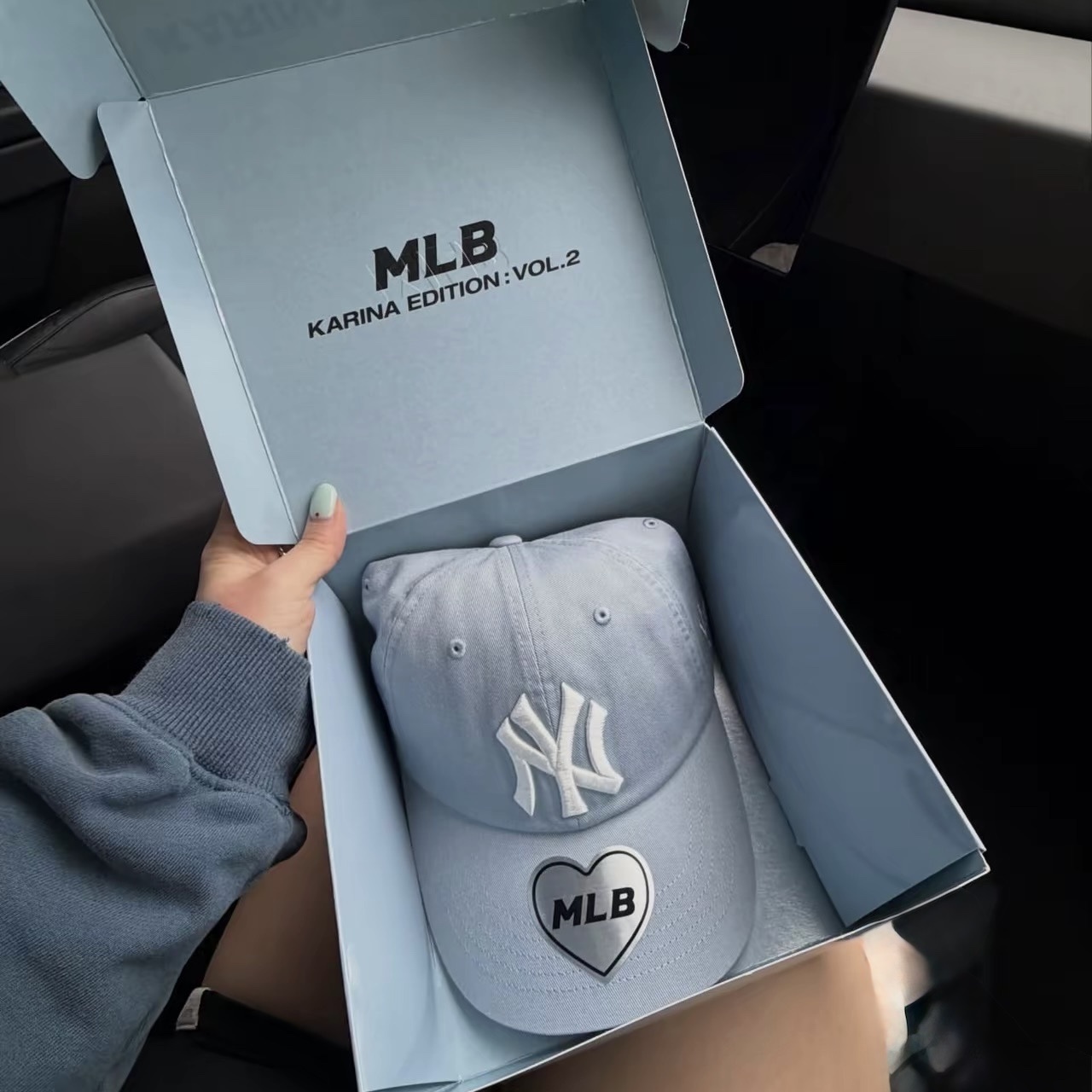 MLB x Karina NY 紐約洋基隊 棒球帽 後扣帽 黑色 天藍色
