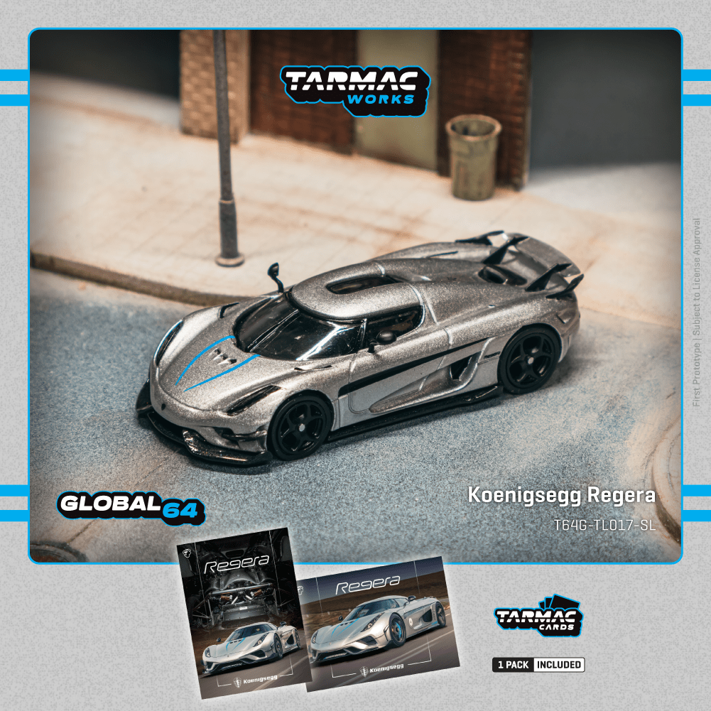 Tarmac Works 1:64 Koenigsegg Regera 銀色／金屬藍色點綴