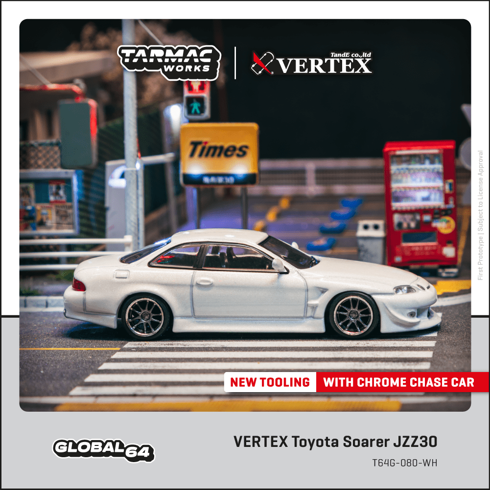 Tarmac Works 1:64 VERTEX Toyota Soarer JZZ30 白色模型車