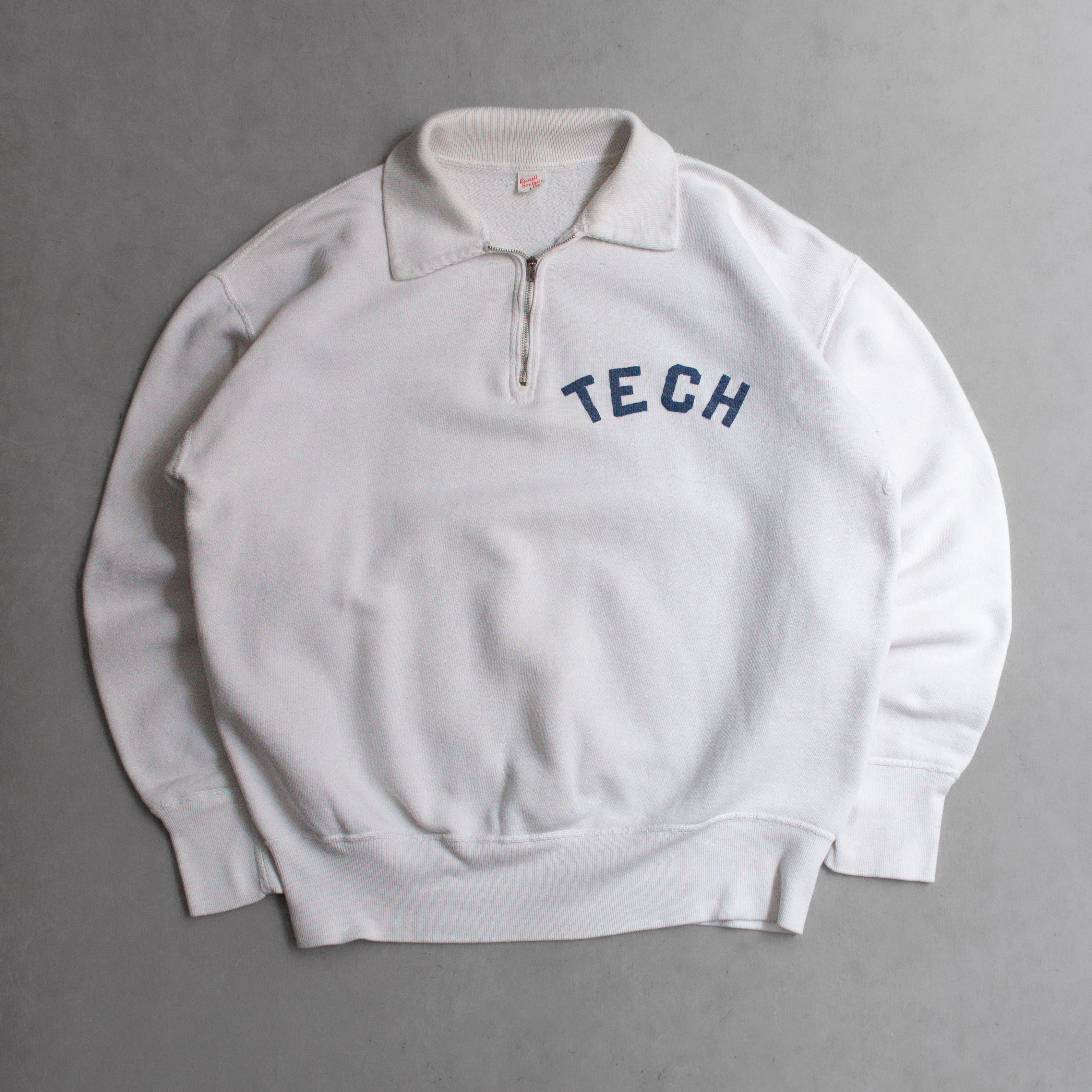 RUSSELL 1/4 ZIP SWEATSHIRT 美國製 白色 拉鍊 長袖 大學T