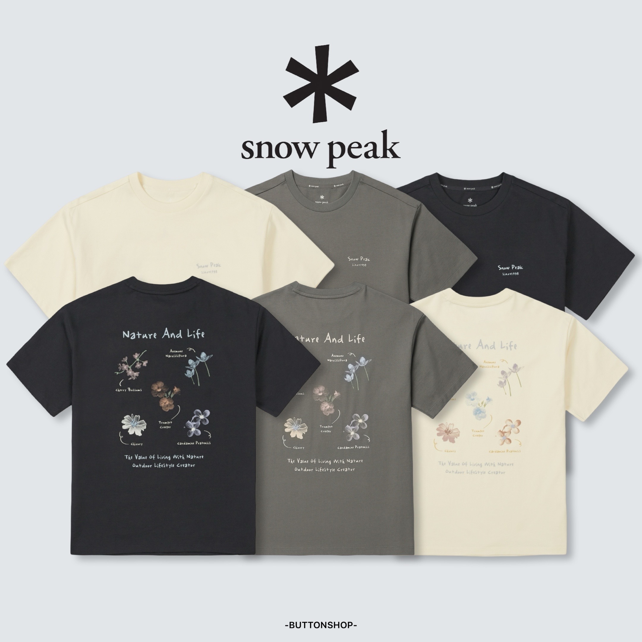 【春季新品限時折扣🔥 3/29 晚上12:00結束】Snow Peak Cotton Women Flower Graphic Short Sleeve T-shirt  花卉品種圖樣 短tee S26MWFTS67
