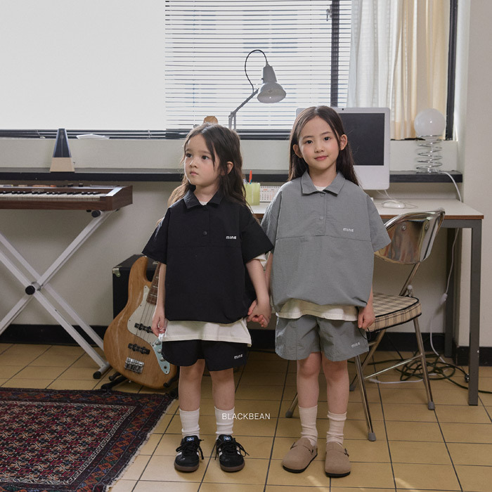 正韓夏BLACKBEAN 小童兩色工裝感上衣