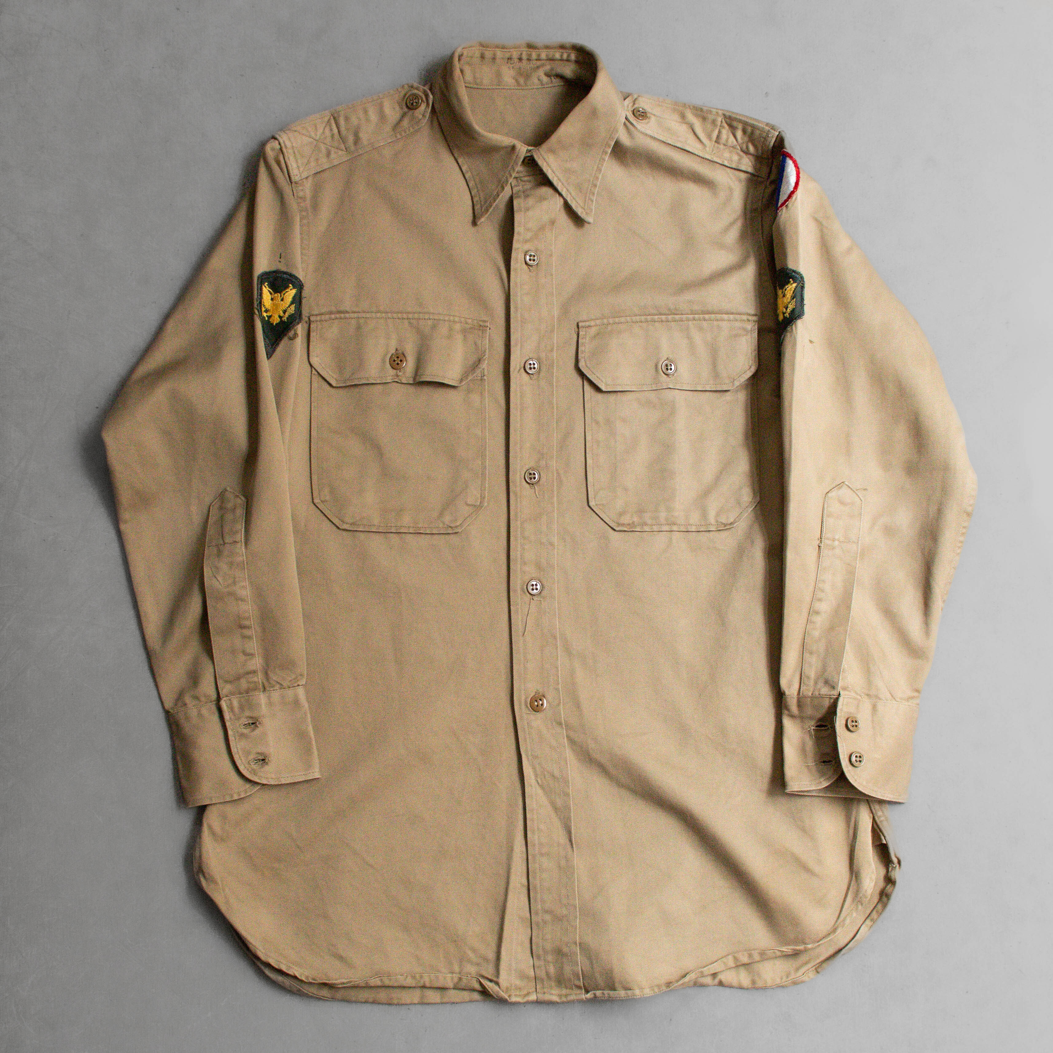 50-60S US ARMY CHINO SHIRT 美軍 卡其 制服 長袖 軍襯衫 A