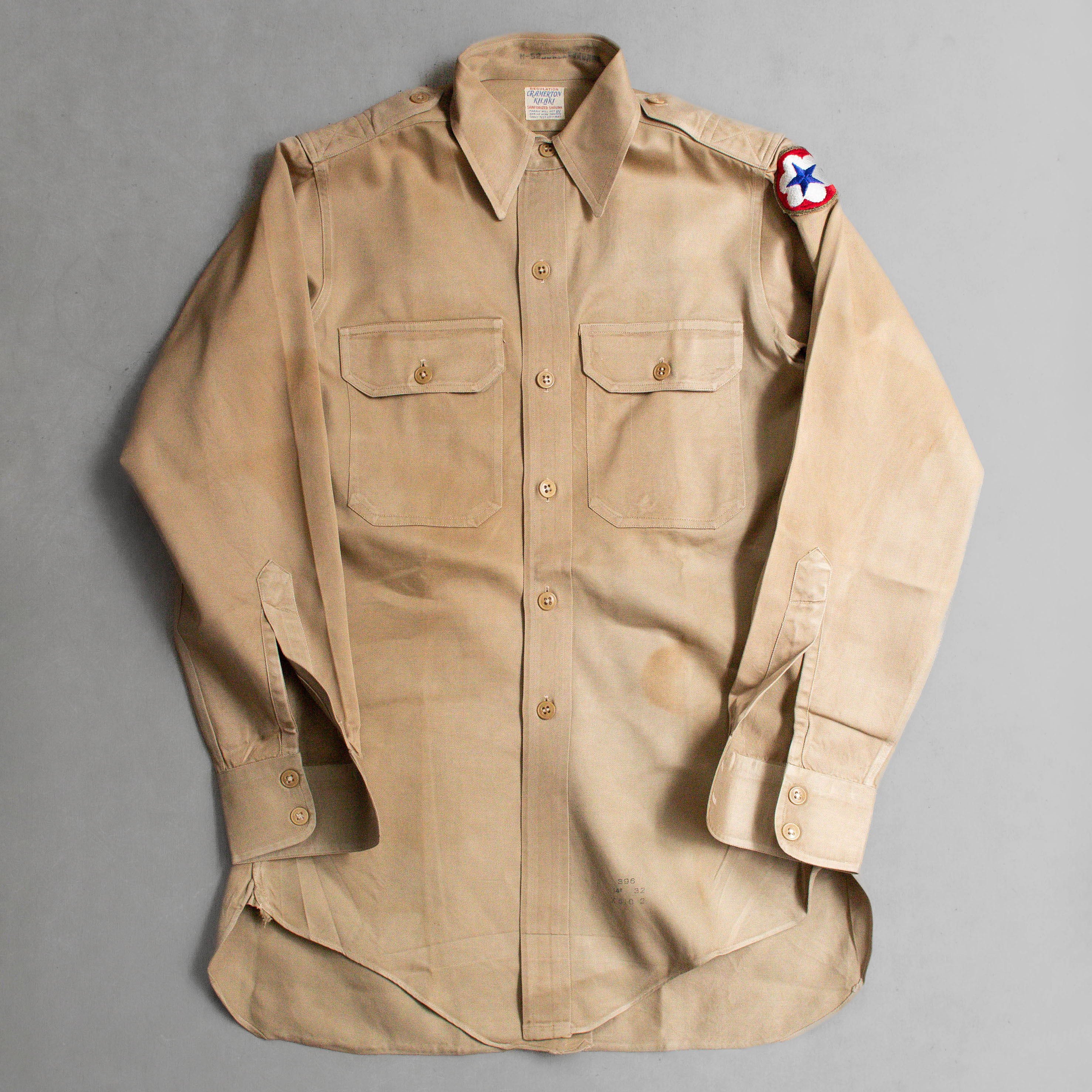 50-60S US ARMY CHINO SHIRT 美軍 卡其 制服 長袖 軍襯衫 B