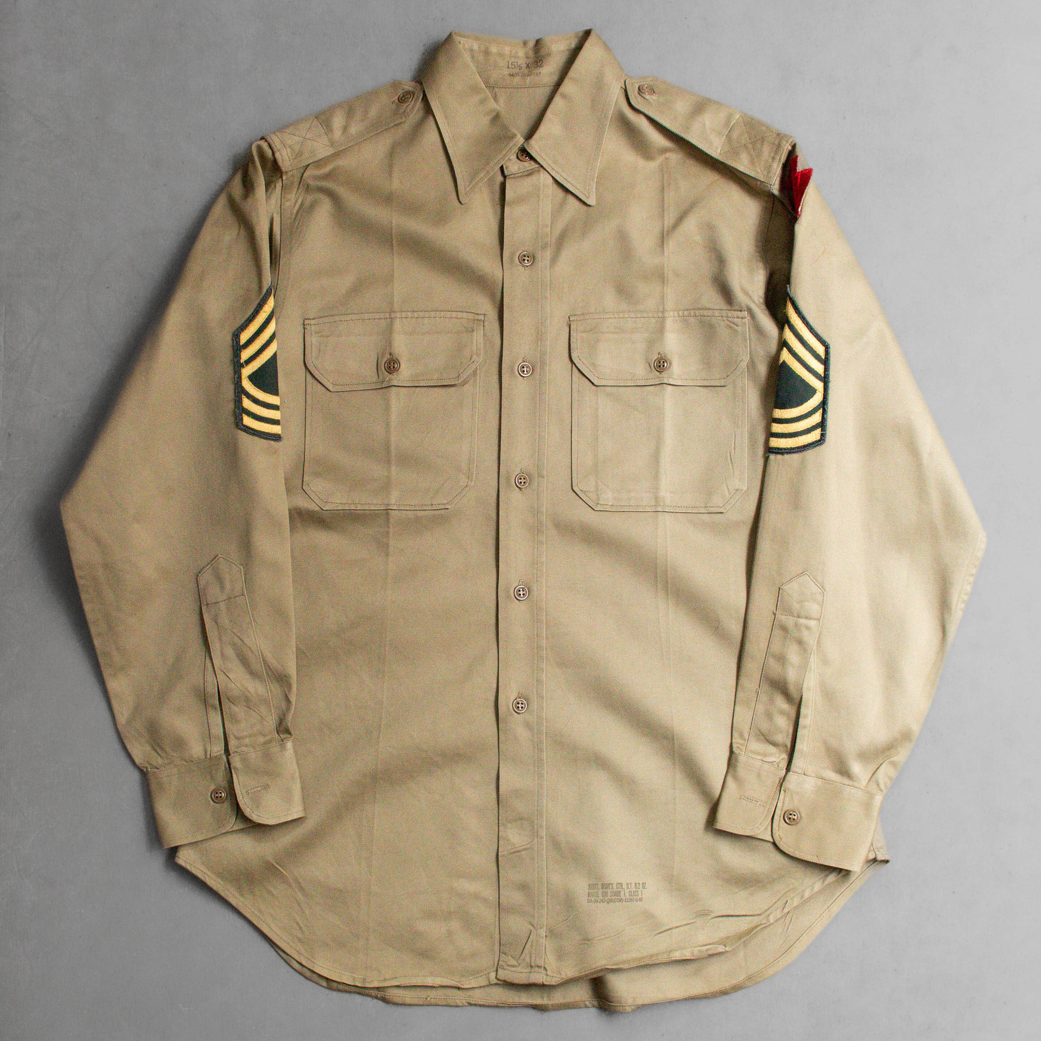 50-60S US ARMY CHINO SHIRT 美軍 卡其 制服 長袖 軍襯衫 E