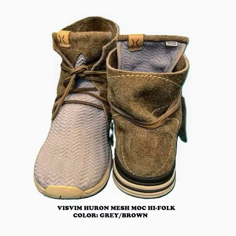 LAST SALE: VISVIM HURON MESH MOC HI-FOLK - GREY/BROWN SIZE 10 IN STOCK NOW (現貨發售中)