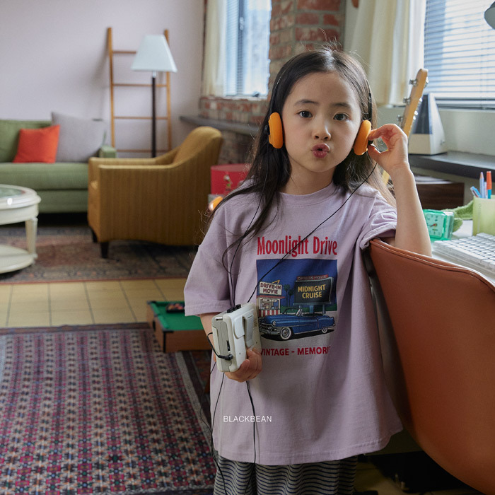 正韓夏BLACKBEAN 小童兩色MOOMIIGHT DRIVE上衣