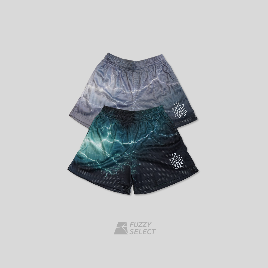 【逢甲 FUZZY】MTA Lightning Shorts 網布 閃電 短褲 黑綠 灰白 MT25P004