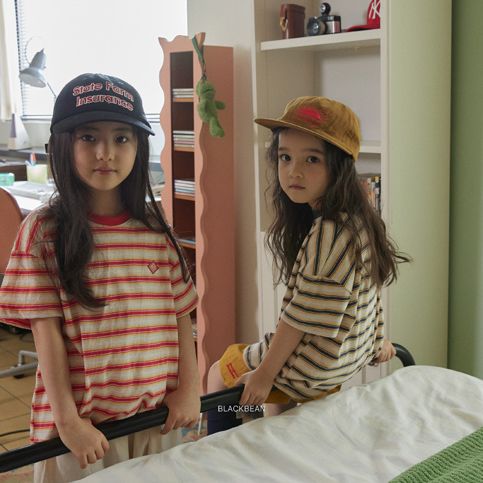 正韓夏BLACKBEAN 嫩嬰/小童兩色寬鬆感條紋上衣