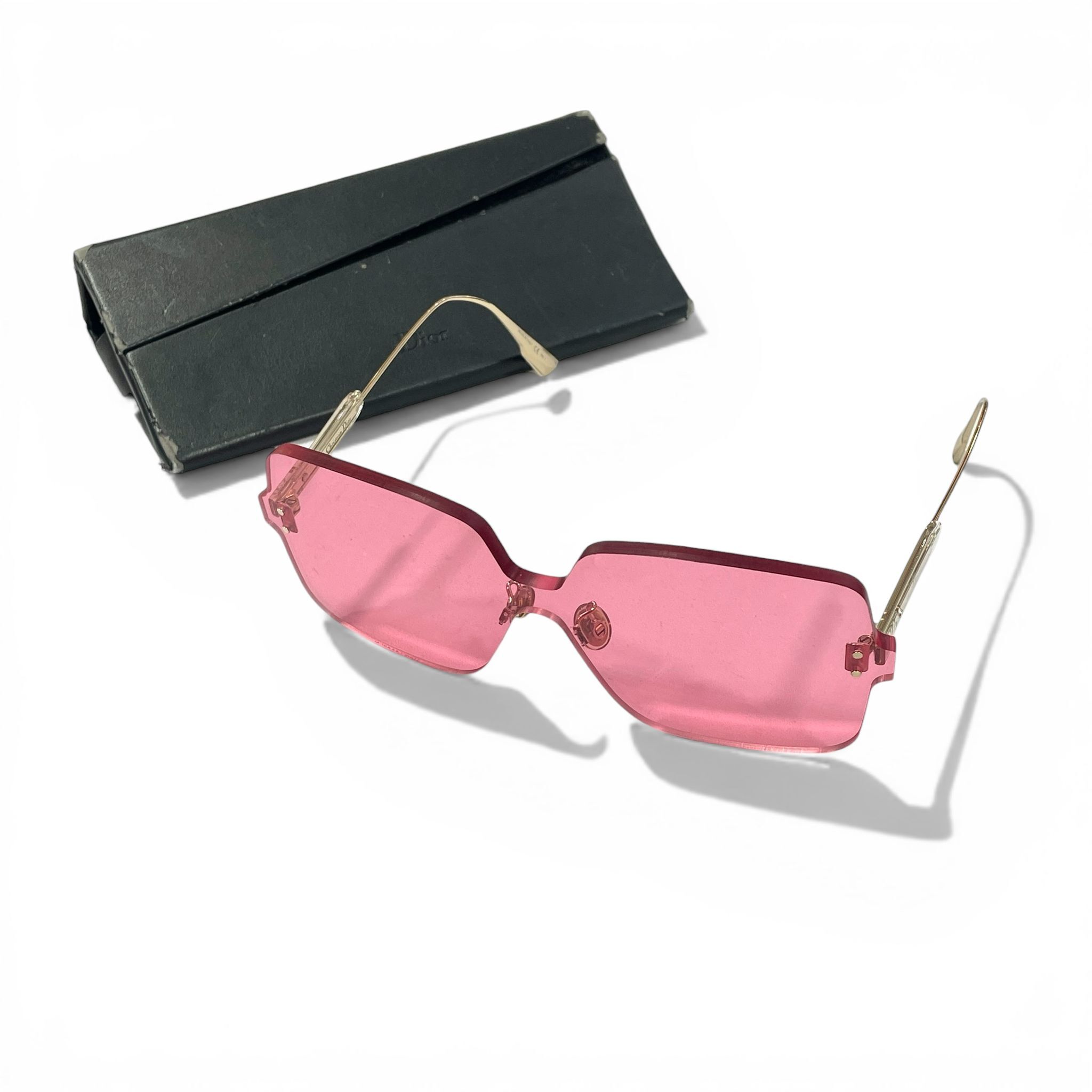 95%NEW二手Dior太陽眼鏡 粉紅色鏡片 金色金屬框 #香榭站正品