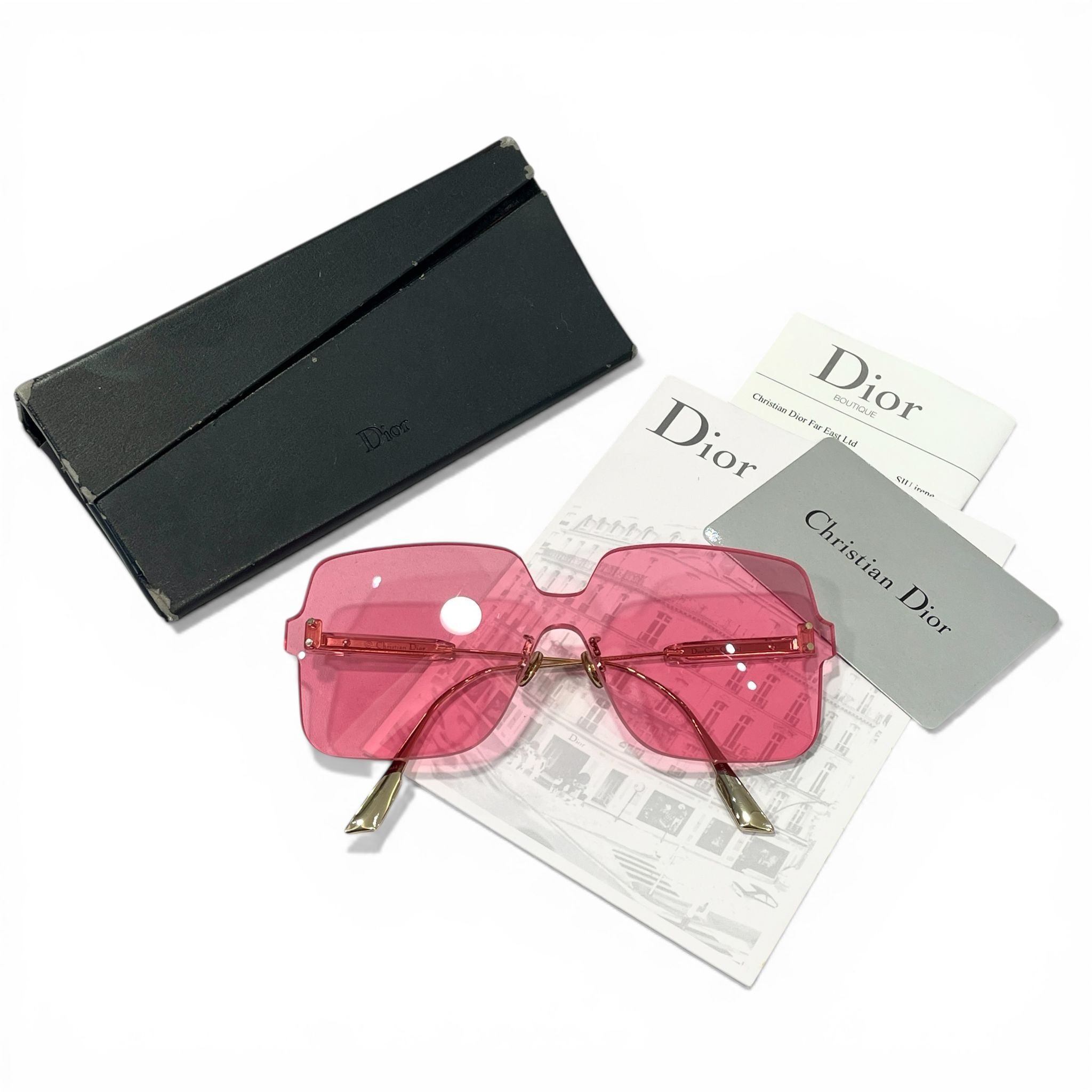 95%NEW二手Dior太陽眼鏡 粉紅色鏡片 金色金屬框 #香榭站正品