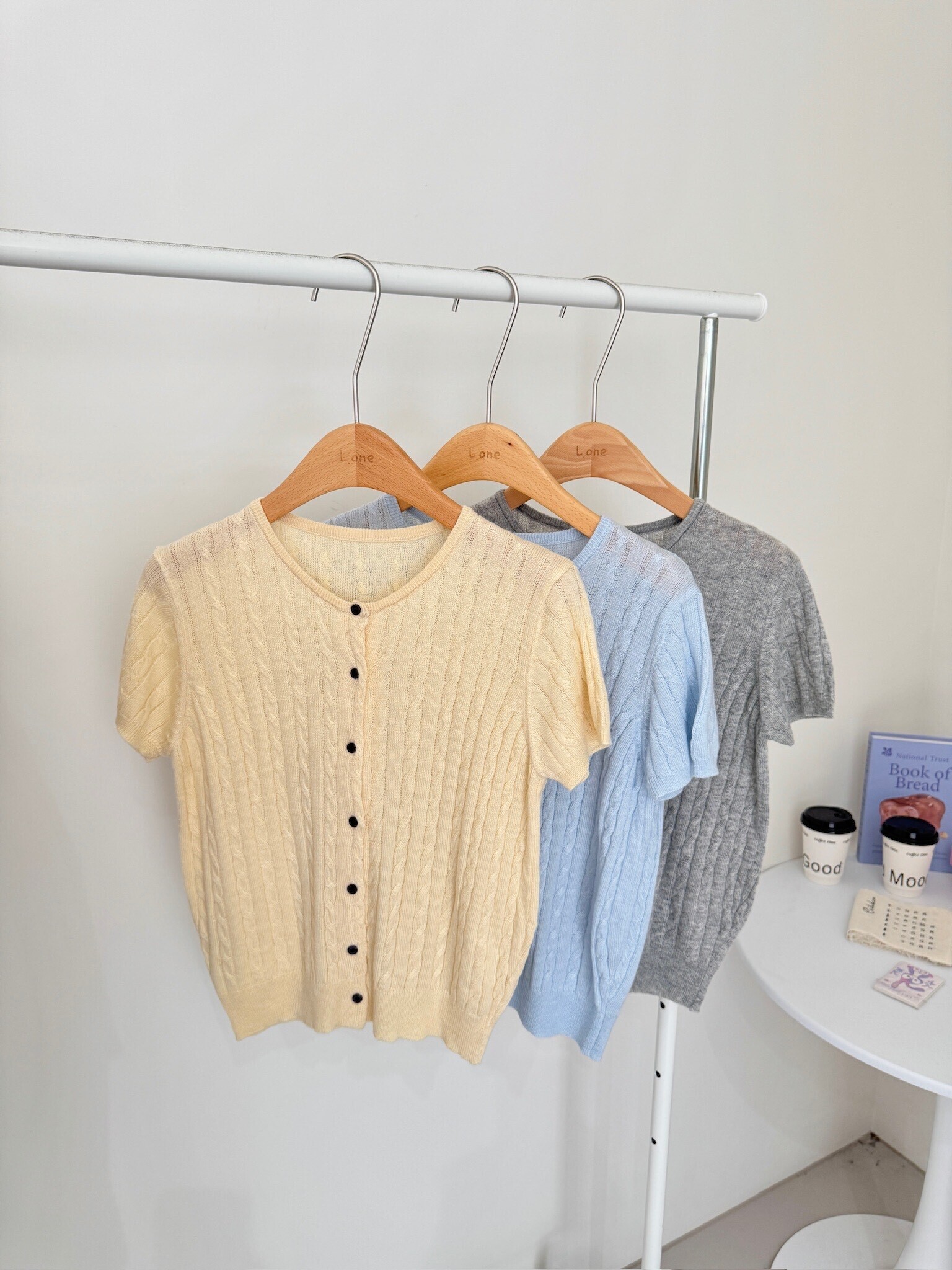 麻花針織短袖上衣