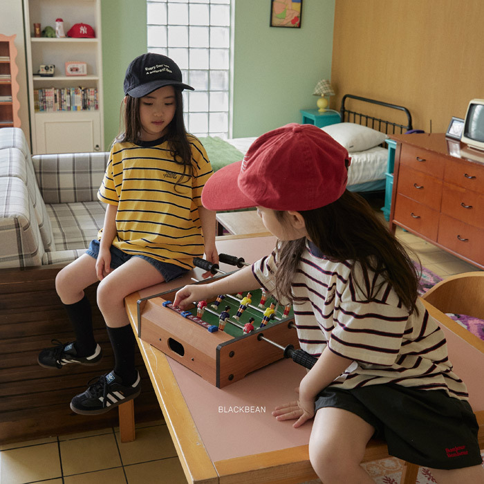 正韓夏BLACKBEAN 嫩嬰/小童兩色日系撞色條紋上衣