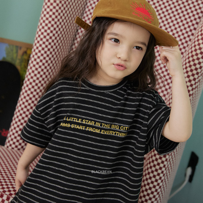 正韓夏BLACKBEAN 嫩嬰/小童兩色雙條紋上衣